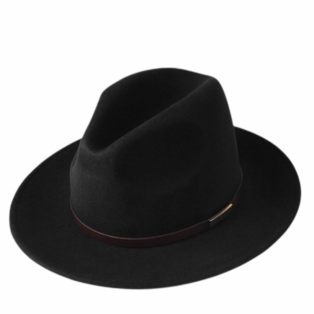 100% Australian Wool Fedora Hat Leather Band NWT